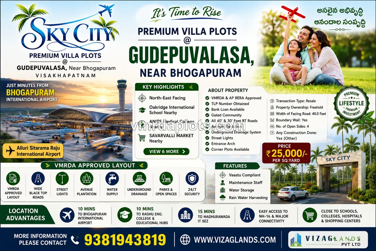 SKY CITY VENTURE GUDEPUVALASA VILLAGE BHOGAPURAM - BHOGAPURAM - image 2